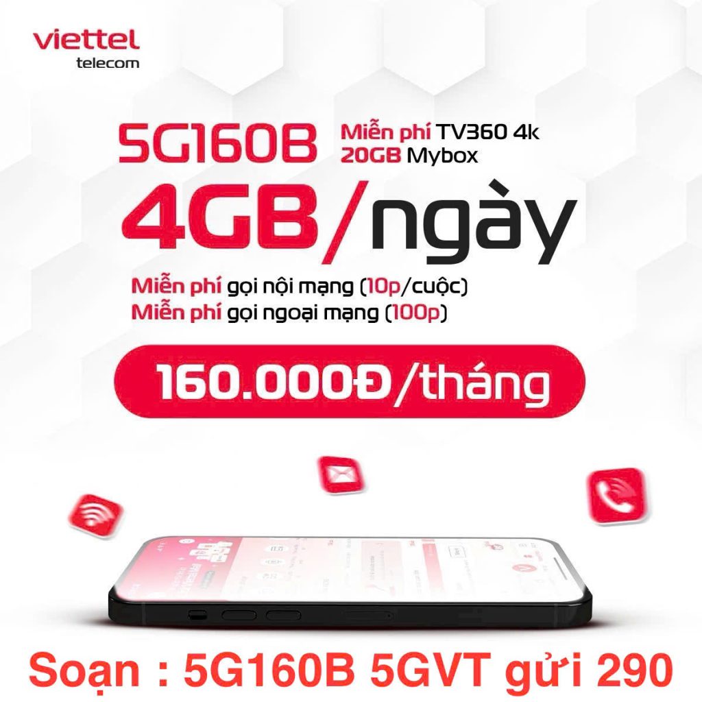 Gói cước 5G160B Viettel